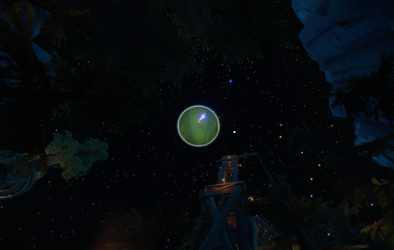 A green planet in a night sky.